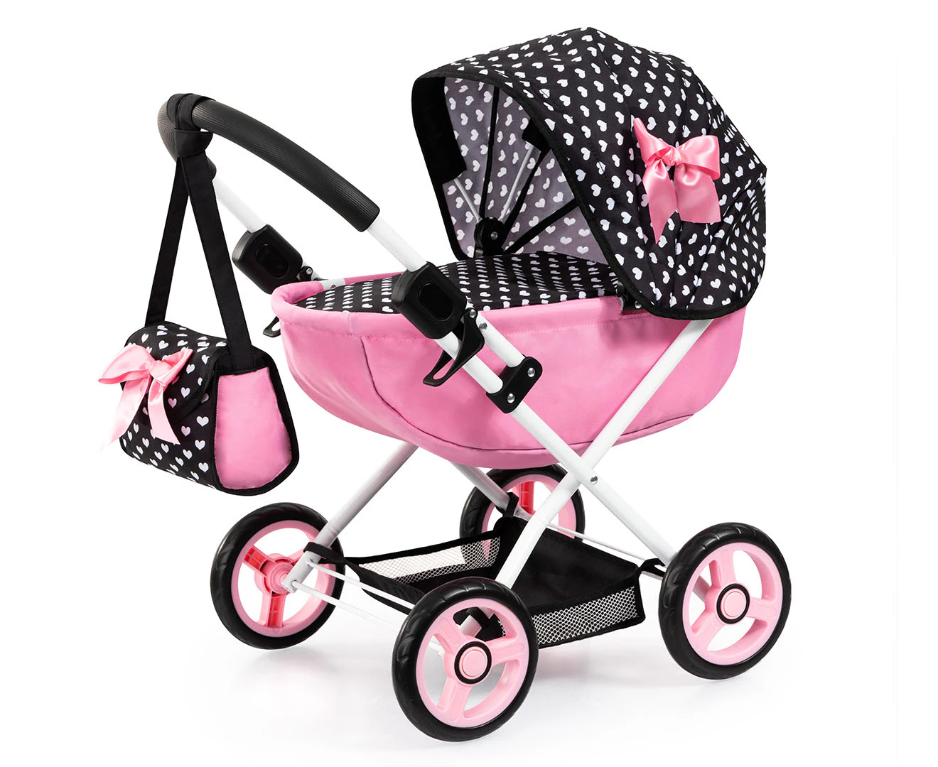 Bayer 59cm Cosy Doll Pram Toy - Black/Pink