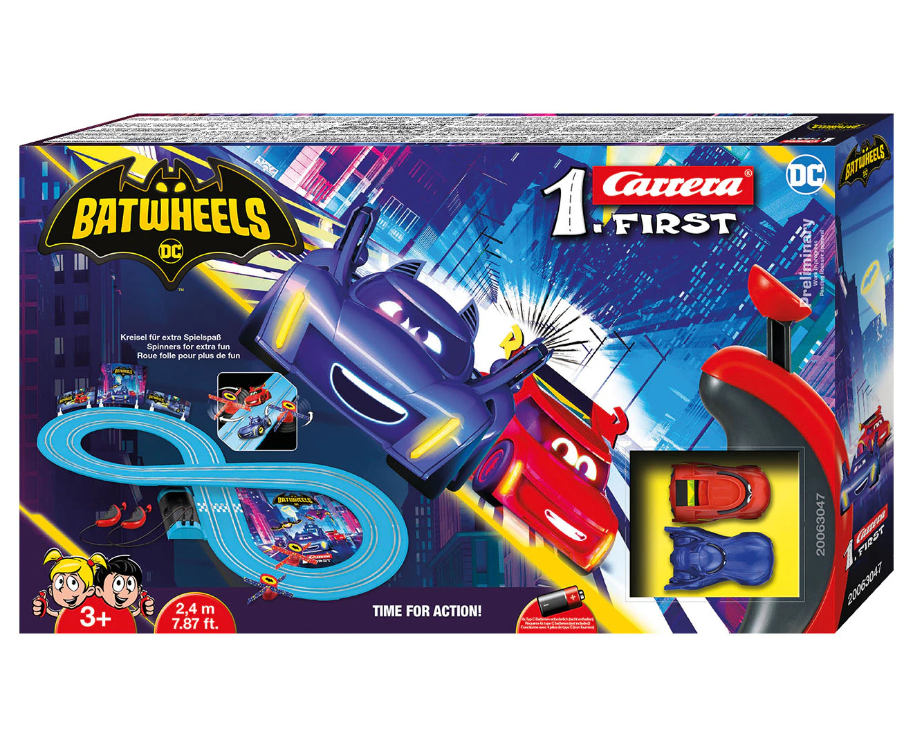 Carrera First Battery Set DC Batwheels Time For Action 2.4m Track