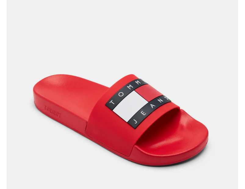 Tommy Hilfiger Men's Essential Flag Pool Slides -  DeepCrimson