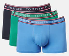 Tommy Hilfiger Men's Cotton Stretch Trunks 3-Pack - Evergreen/Blue/Midnight Blue