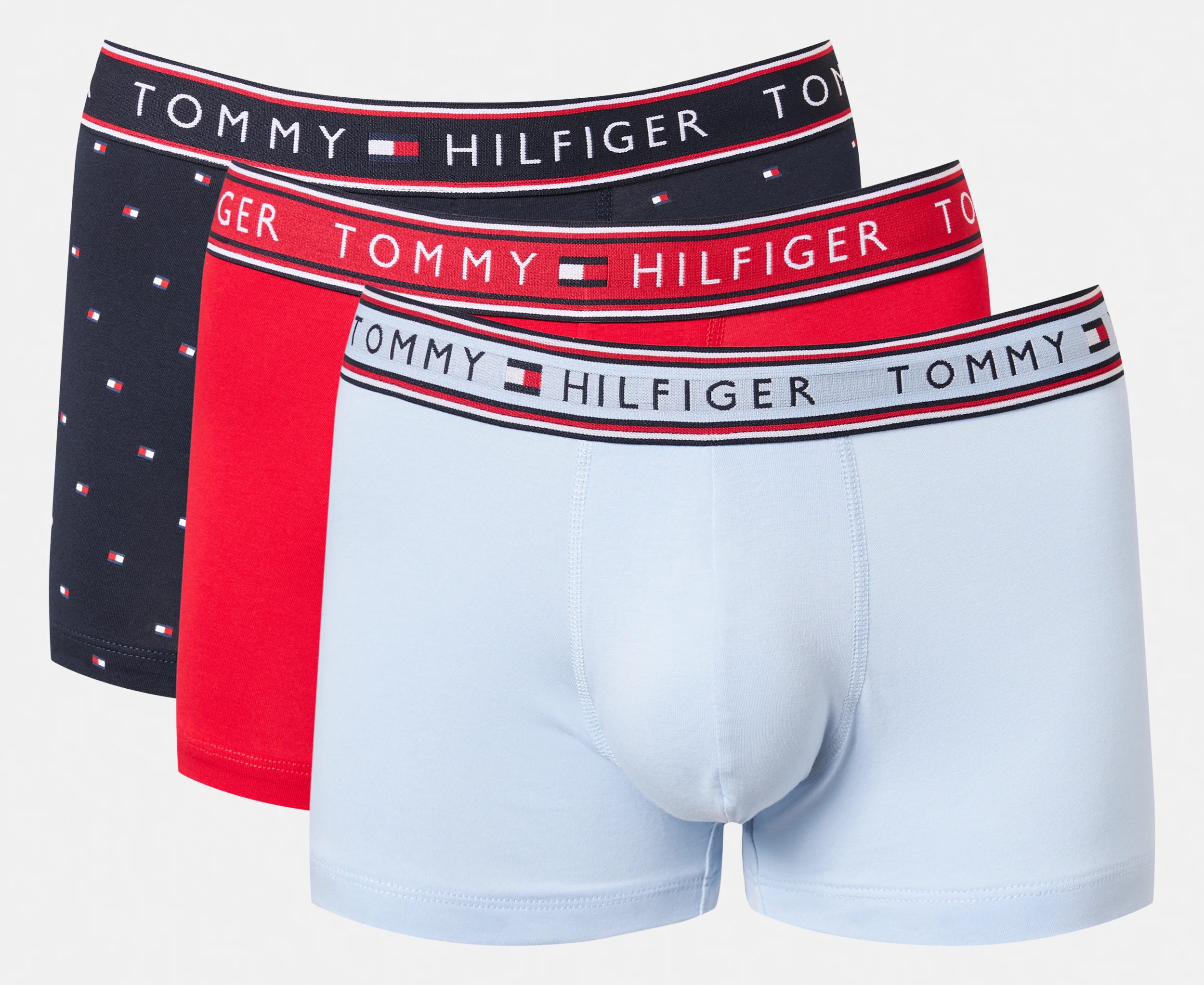 Tommy Hilfiger Men's Cotton Stretch Trunks 3-Pack - New Blue/Red/Midnight Blue