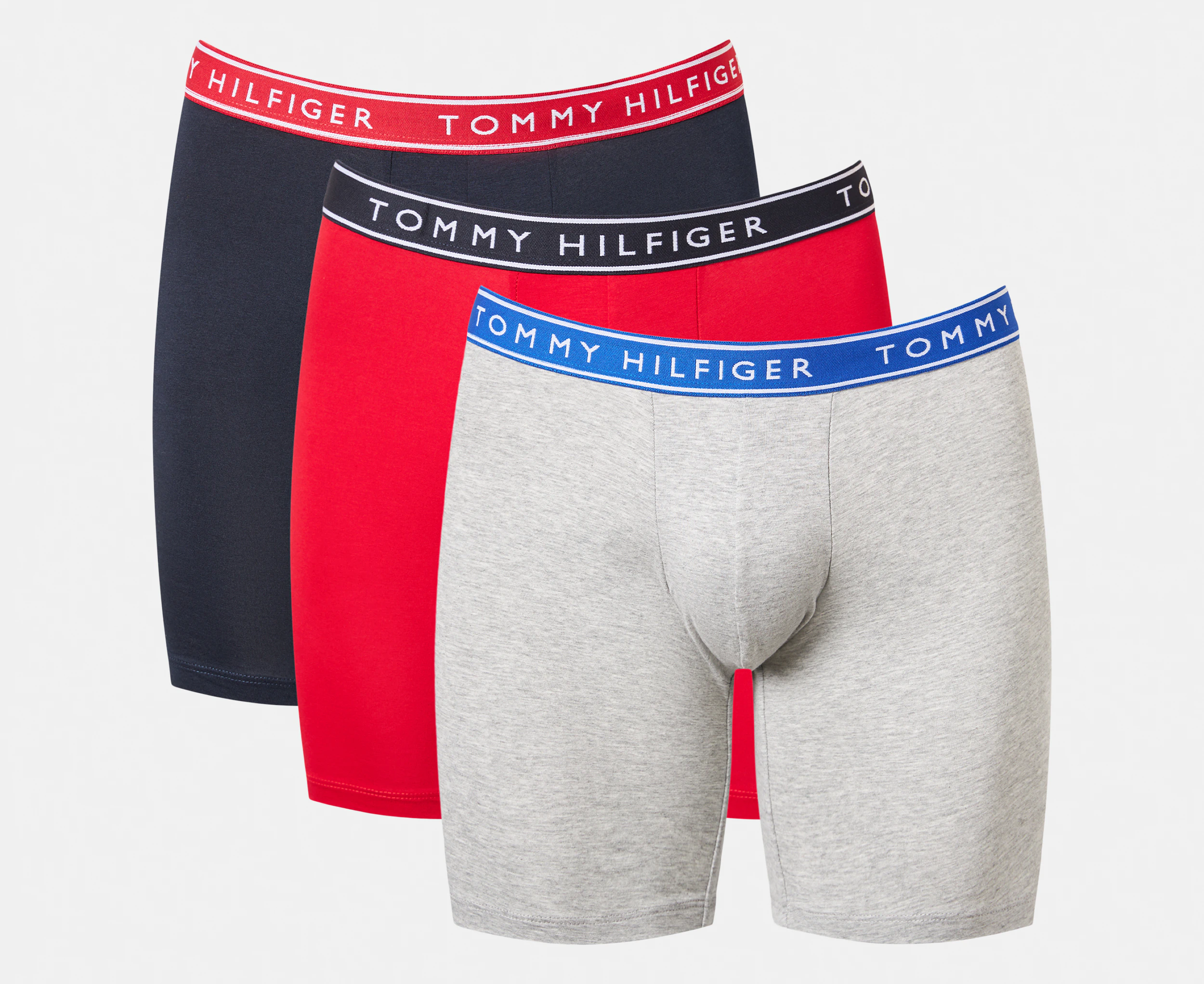 Tommy Hilfiger Men's Cotton Stretch Boxer Briefs 3-Pack - French Grey/Navy/Red