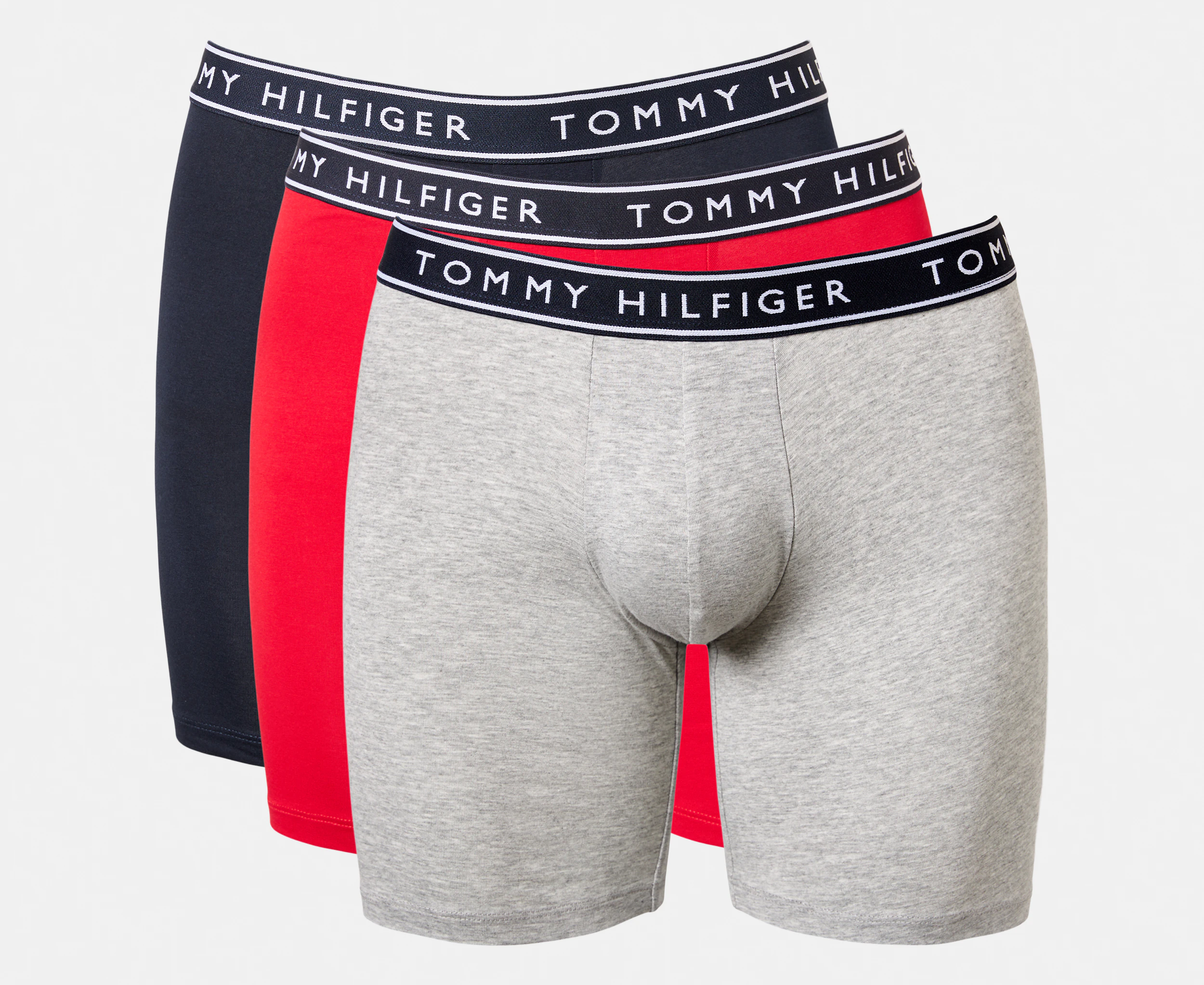 Tommy Hilfiger Men's Cotton Stretch Boxer Briefs 3-Pack - Red/Grey/Midnight Blue