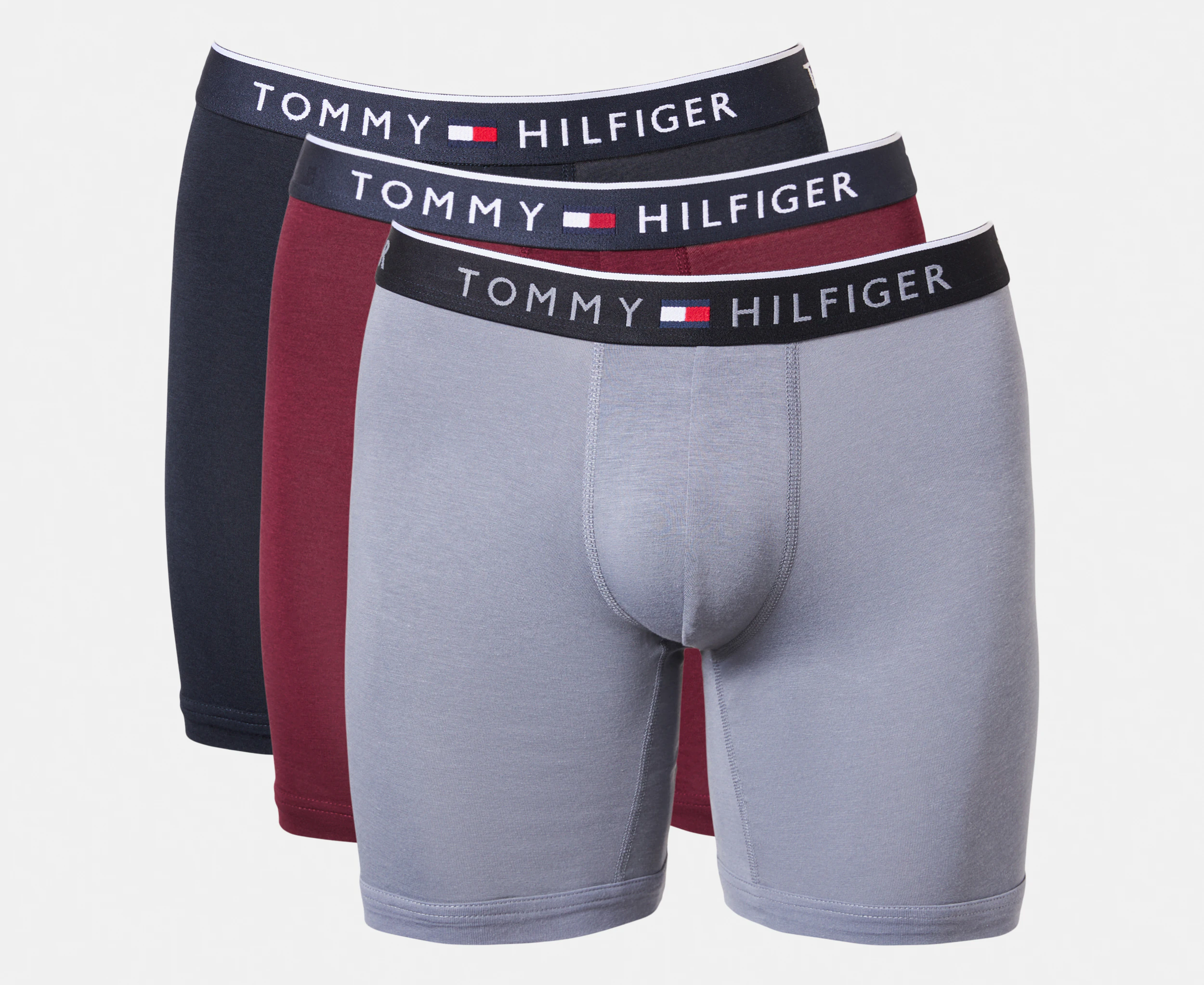 Tommy Hilfiger Men's Smooth Stretch Boxer Briefs 3-Pack - Graphite/Burgundy/Navy