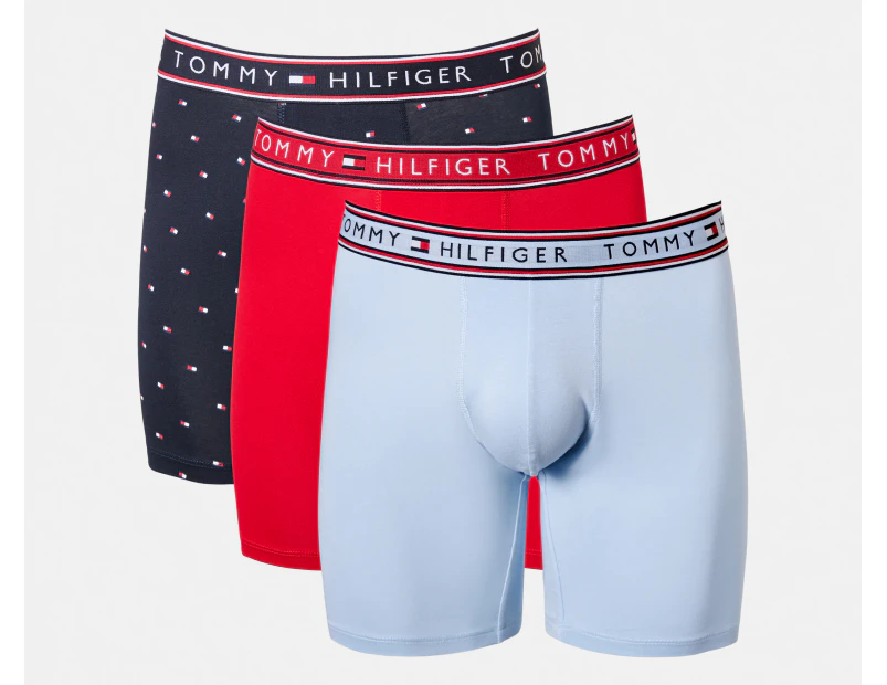 Tommy Hilfiger Men's Cotton Stretch Boxer Briefs 3-Pack - New Blue/Red/Midnight Blue