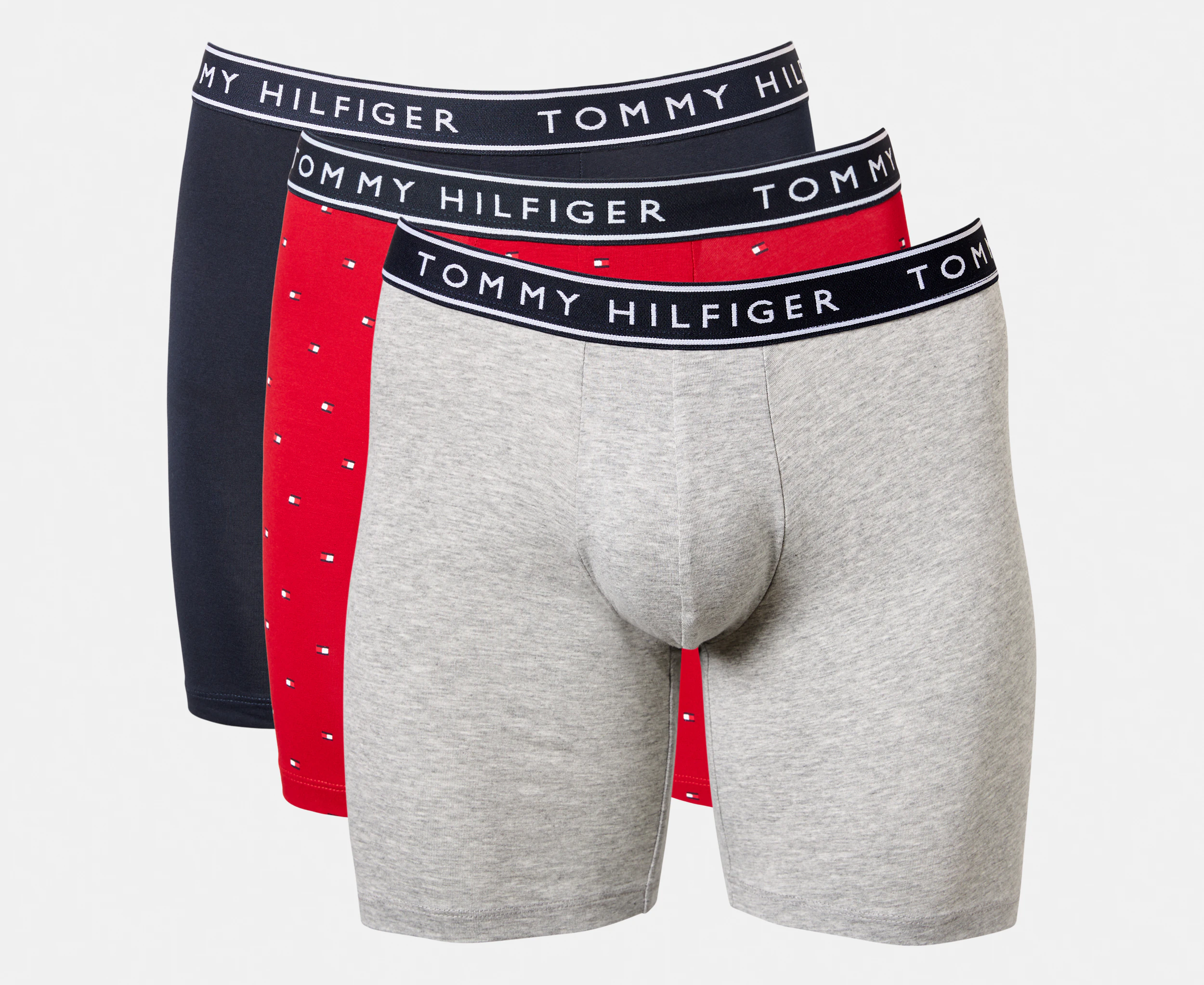 Tommy Hilfiger Men's Cotton Stretch Boxer Briefs 3-Pack - Pomegranate/Grey/Navy