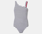 Tommy Hilfiger Youth Girls' Global Stripe One Piece Swimsuit - Breton Stripe/Navy