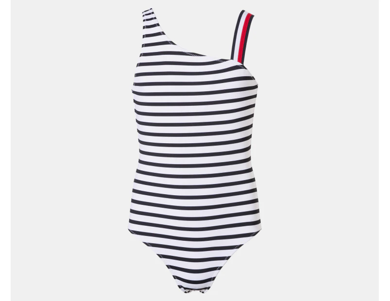 Tommy Hilfiger Youth Girls' Global Stripe One Piece Swimsuit - Breton Stripe/Navy