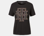 Tommy Hilfiger Women's Crystal Crewneck Tee / T-Shirt / Tshirt - Dark Sable