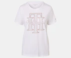 Tommy Hilfiger Women's Crystal Crewneck Tee / T-Shirt / Tshirt - Fresh White