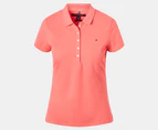 Tommy Hilfiger Women's Slim Fit Short Sleeve Polo Shirt - Coral Blossom