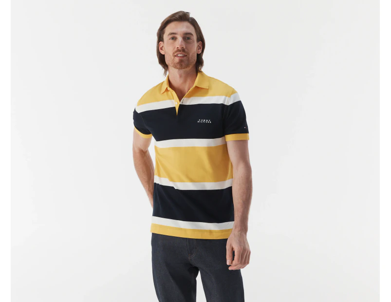 Tommy Hilfiger Men's Rugby Stripe Polo Shirt - Warm Yellow