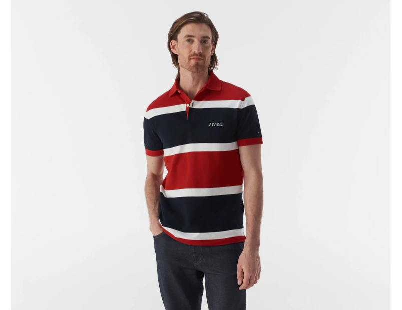 Tommy Hilfiger Men's Rugby Stripe Polo Shirt - Primary Red