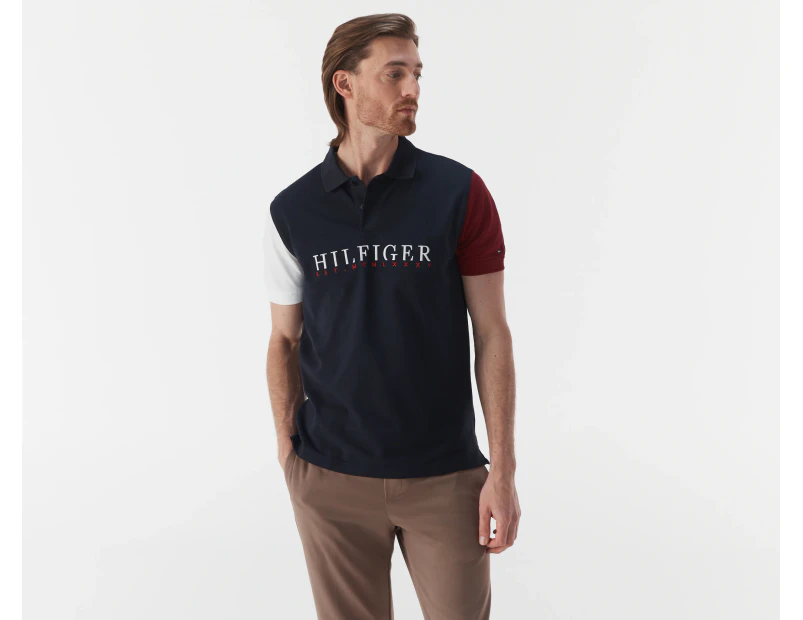 Tommy Hilfiger Men's Branded Colourblock Polo Shirt - Desert Sky