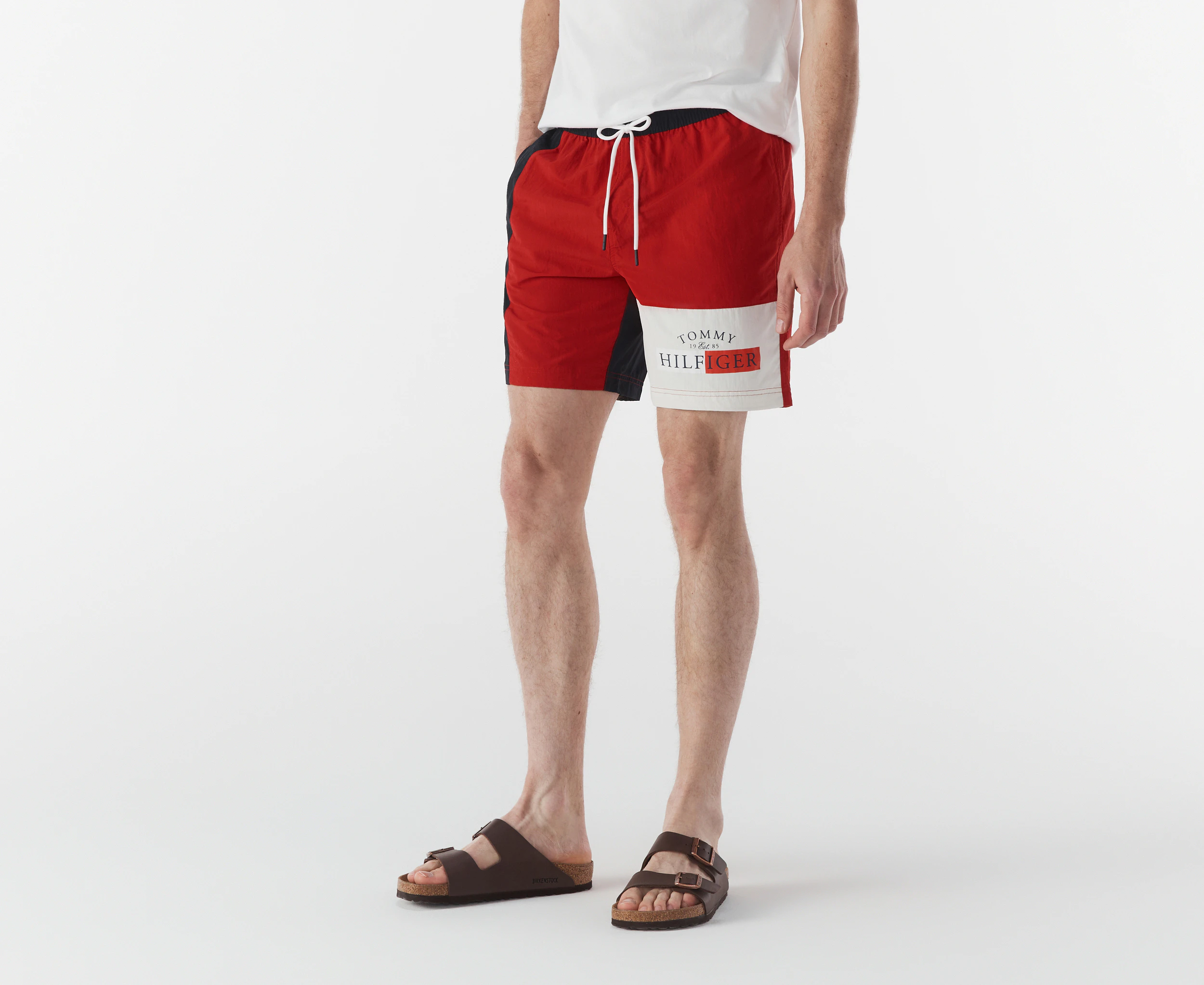 Tommy Hilfiger Men's Colourblock Swim Trunks / Board Shorts - Primary Red