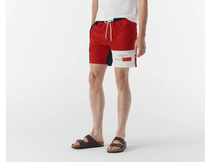 Tommy Hilfiger Men's Colourblock Swim Trunks / Board Shorts - Primary Red