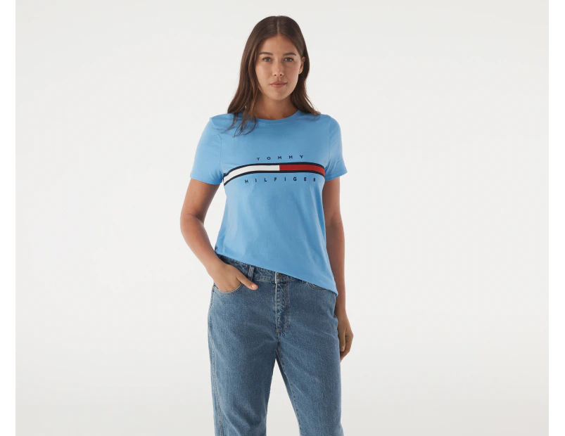 Tommy Hilfiger Women's Tina Madison Tee / T-Shirt / Tshirt - Blue Burst