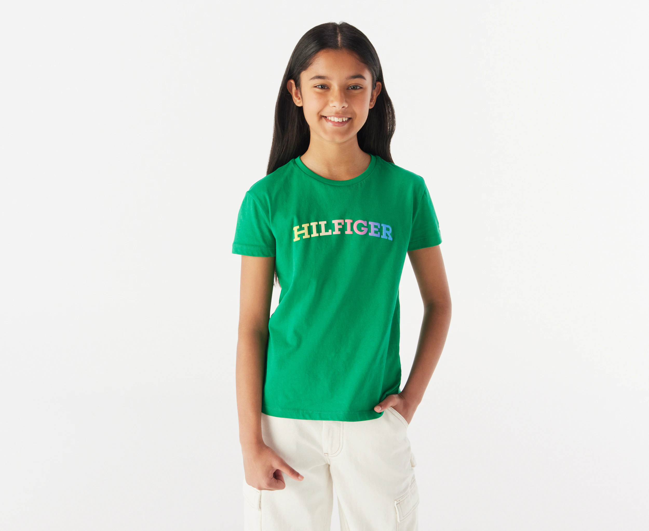 Tommy Hilfiger Youth Monotype Short Sleeve Tee / T-Shirt / Tshirt - Olympic Green