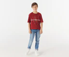 Calvin Klein Boys' Monogram Logo Short Sleeve Tee / T-Shirt / Tshirt - Red Dahlia