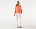 Tommy Hilfiger Women's Slim Fit Short Sleeve Polo Shirt - Coral Blossom