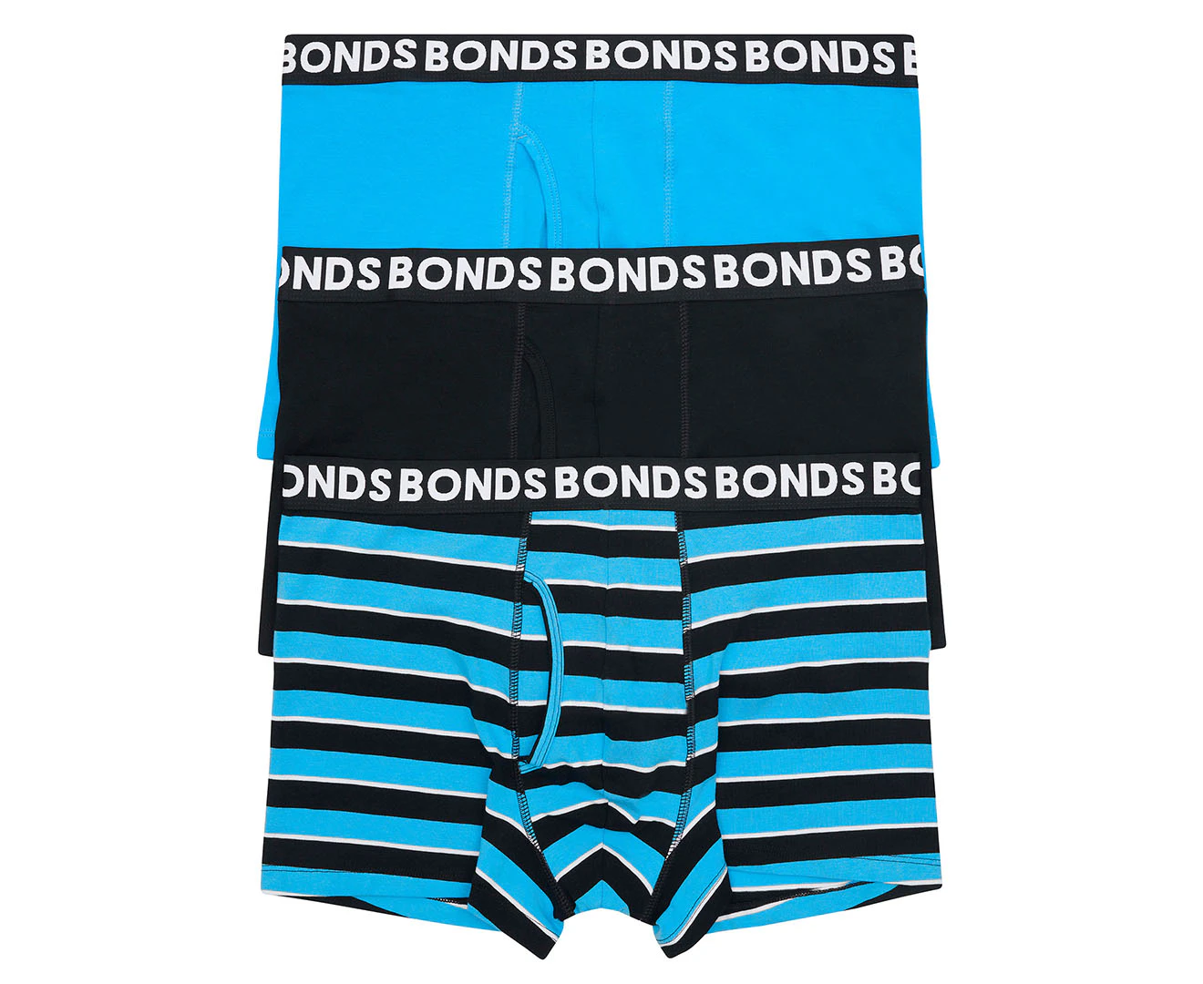 Bonds Men's Everyday Trunks 3-Pack - Blue Stripe/Blue/Black