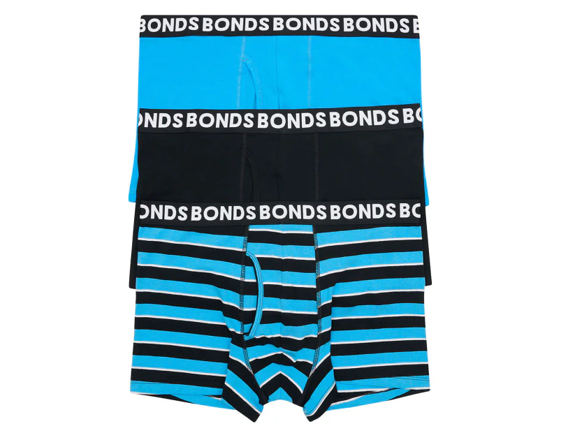 Bonds Men's Everyday Trunks 3-Pack - Blue Stripe/Blue/Black