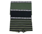 Bonds Men's Everyday Trunks 3-Pack - Green Stripe/Green/Black