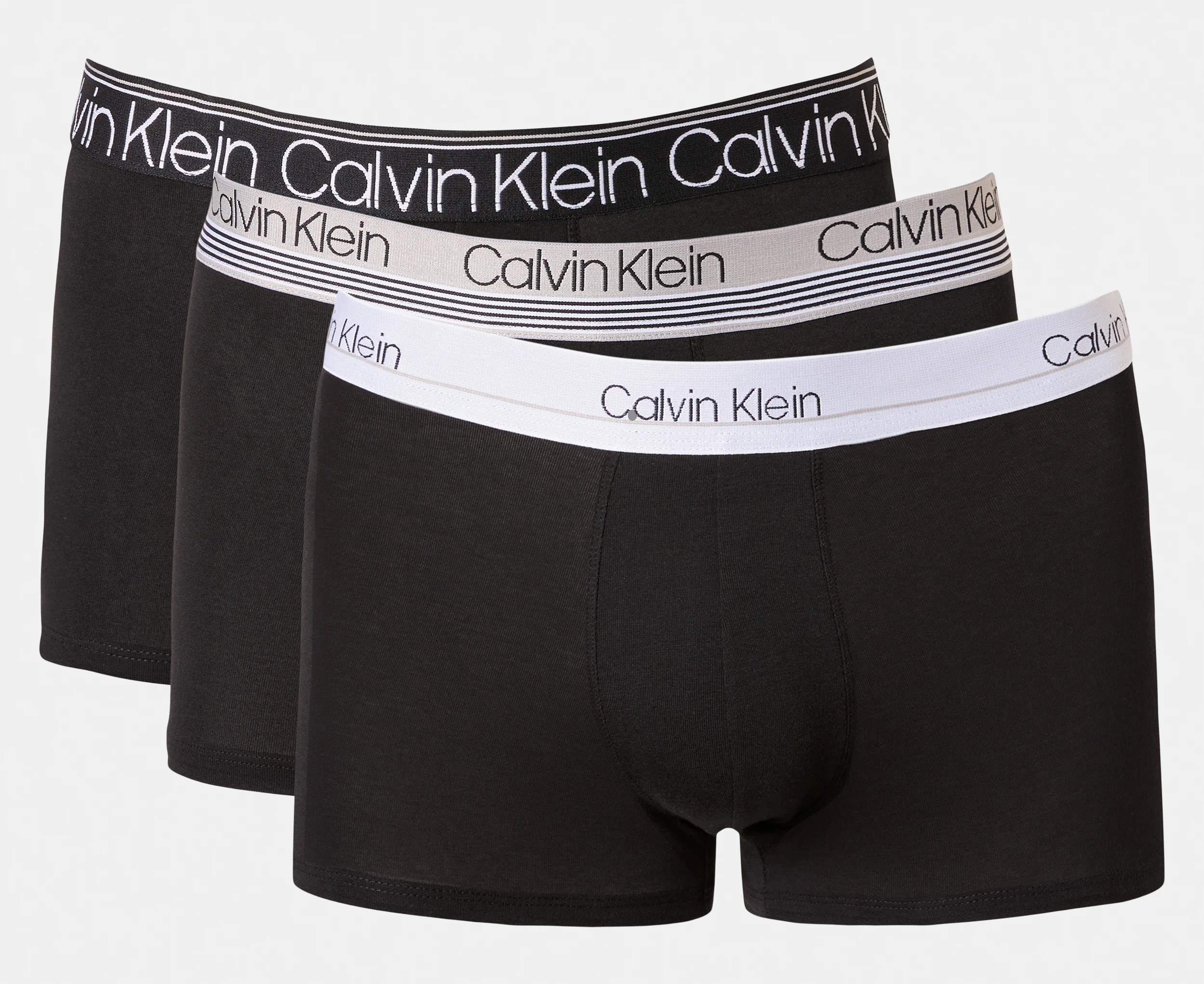 Calvin Klein Men's Variety Waistband Cotton Stretch Trunks 3-Pack - Black