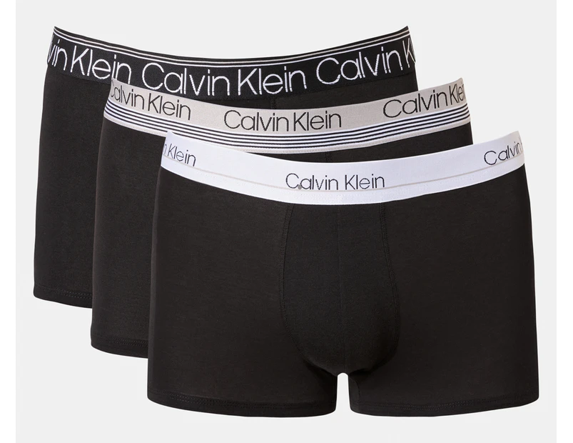 Calvin Klein Men's Variety Waistband Cotton Stretch Trunks 3-Pack - Black