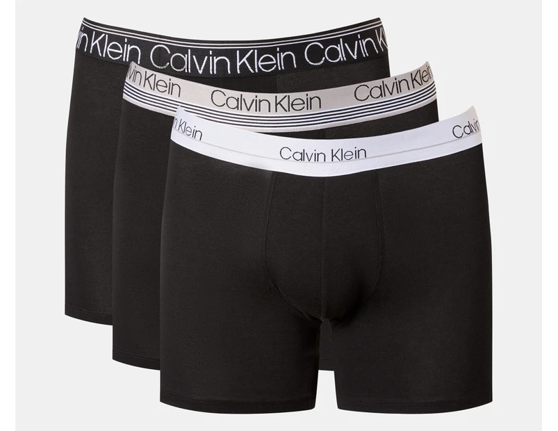 Calvin Klein Men's Variety Waistband Cotton Stretch Boxer Briefs 3-Pack - Black