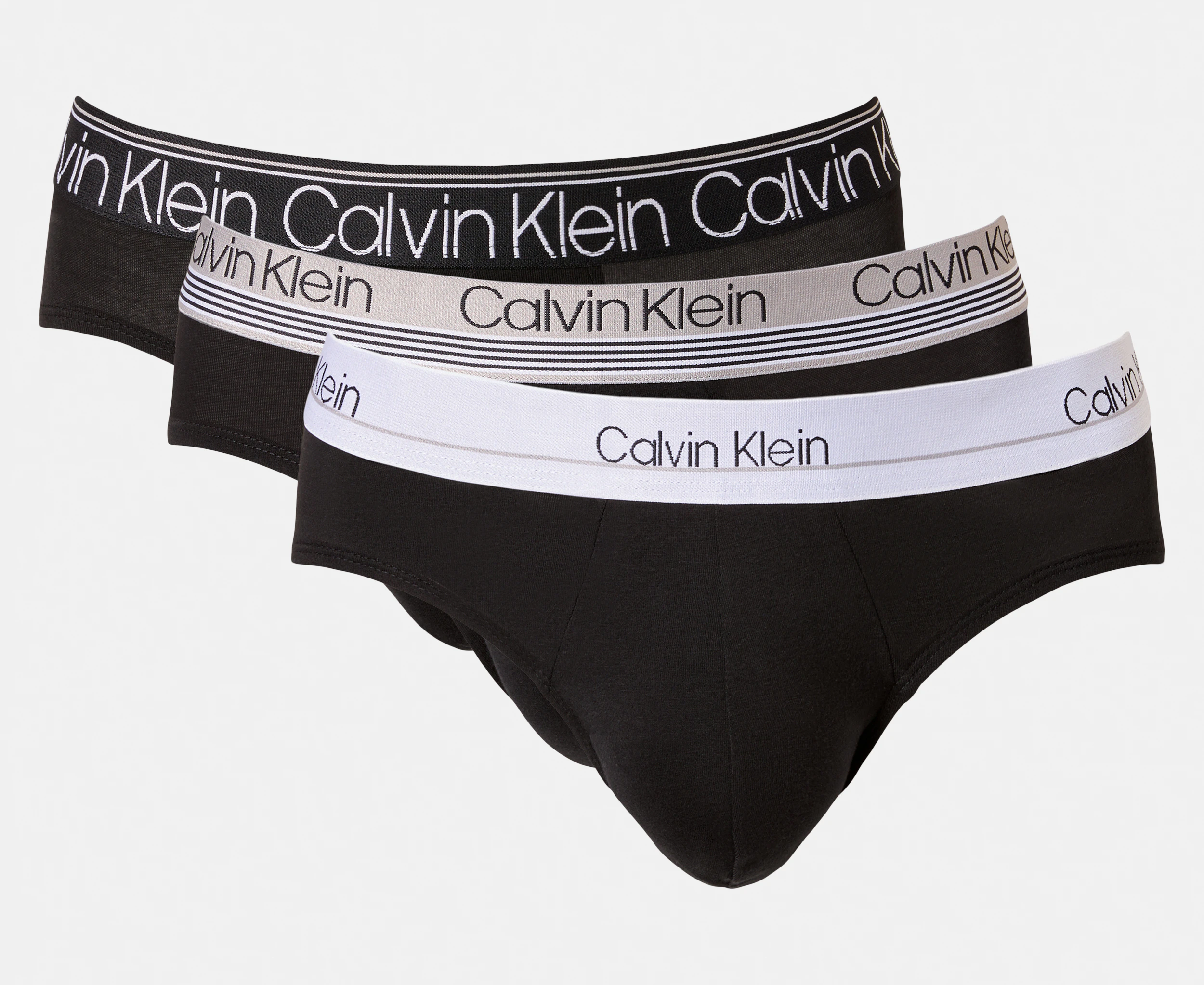 Calvin Klein Men's Variety Waistband Cotton Stretch Hip Briefs - Black