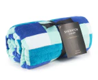 Sheraton Luxury Maison Contrast Stripe Velour Beach Towel - Navy/Aqua