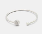 Tommy Hilfiger Pave Crystal Open Bangle - Silver