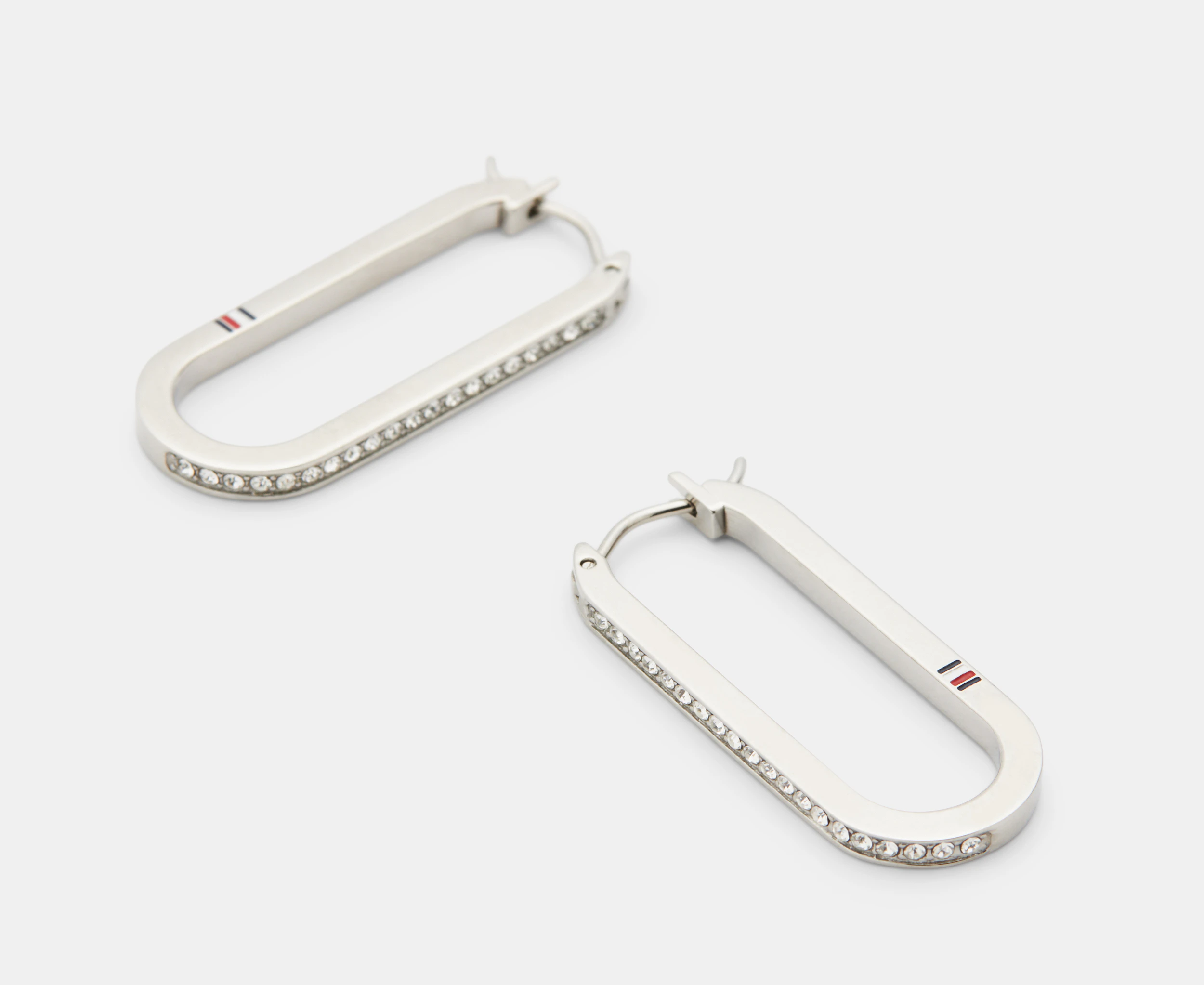 Tommy Hilfiger Elongated Hoop Earrings - Silver