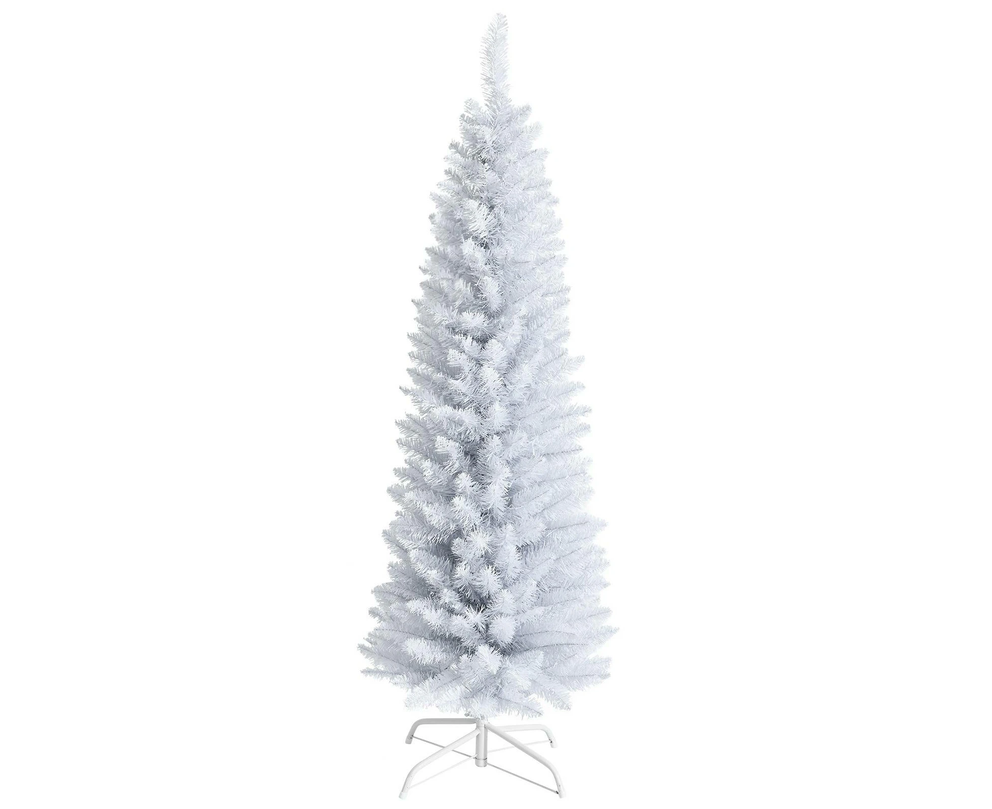 Costway 2.1M PVC Christmas Pine Tree Leafty Unlit Xmas Slim Decor White