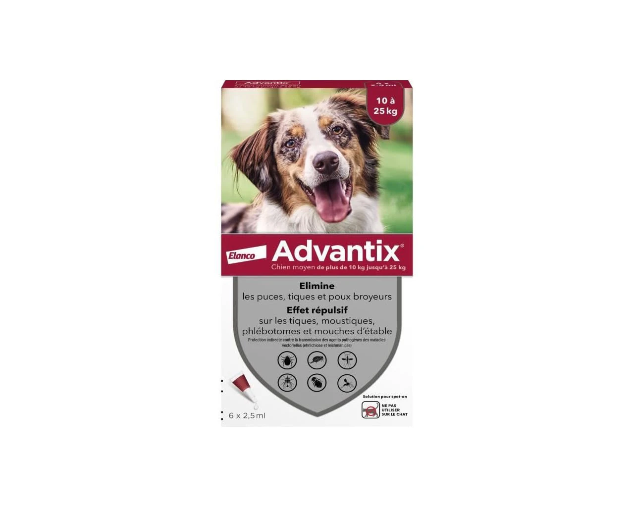 Advantix Anti Tick and Flea Treatment for Dogs Spot on Dog 10 to 25 kg (6 pipettes 2.5 ML)