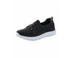 RIVERS - Womens Winter Shoes - Sneakers - Black Runners - Casual Office Footwear - Knitwear - Elly - Barefoot - Memory Foam - Slip On - Work Fashion - Black