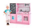 Costway Kids Kitchen Playset kid Pretend Cooking Toy w/Cookware & Blackboard Preschool Toy Birthday Gift, Pink