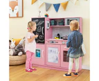 Costway Kids Kitchen Playset kid Pretend Cooking Toy w/Cookware & Blackboard Preschool Toy Birthday Gift, Pink