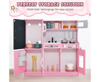 Costway Kids Kitchen Playset kid Pretend Cooking Toy w/Cookware & Blackboard Preschool Toy Birthday Gift, Pink