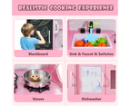 Costway Kids Kitchen Playset kid Pretend Cooking Toy w/Cookware & Blackboard Preschool Toy Birthday Gift, Pink