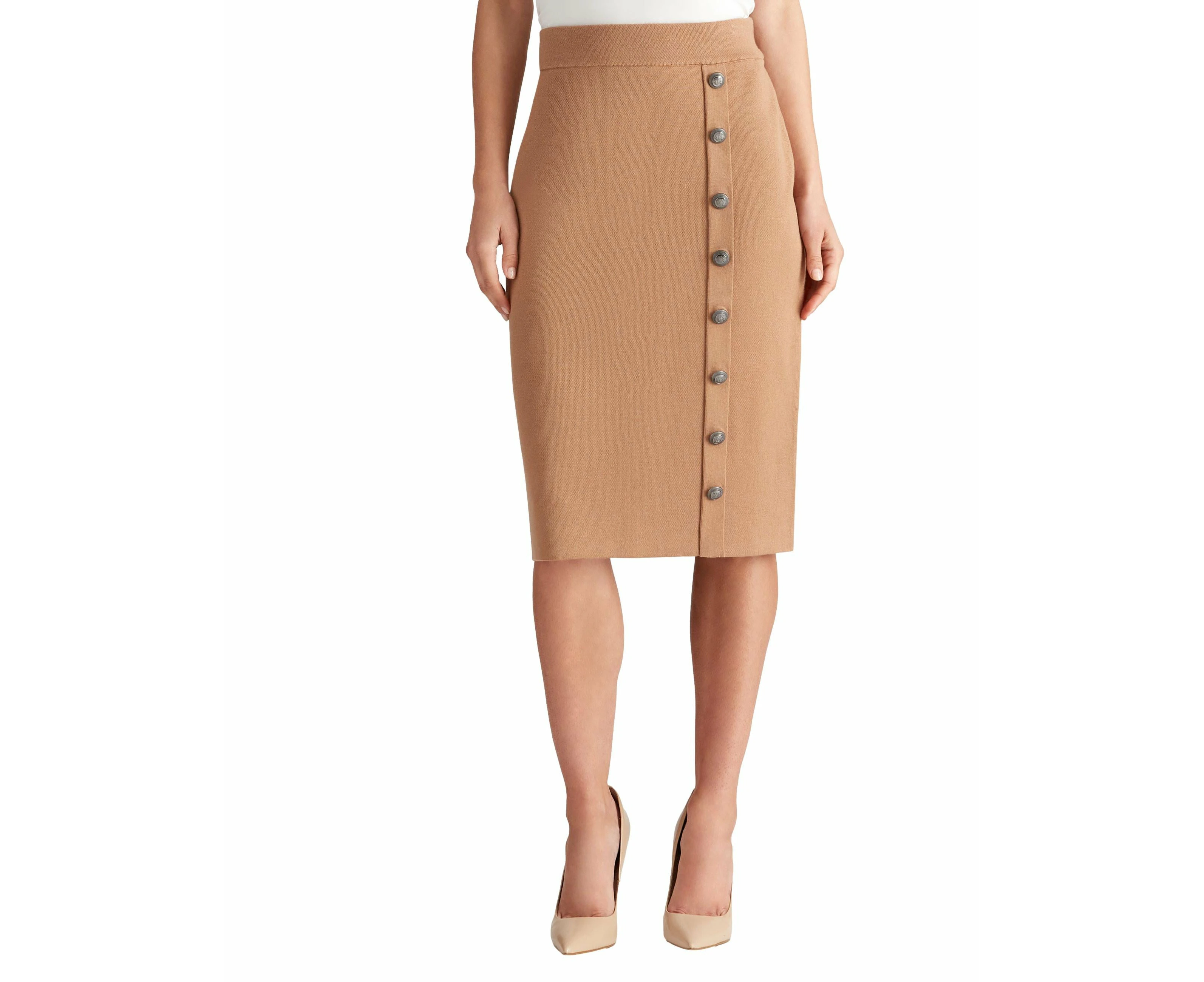 Liz Jordan - Womens - Skirts - Summer - Brown - Pencil / Straight - Relaxed Fit - Stretch Elastane - Knit - Casual Fashion - Office Wear Work Clothes