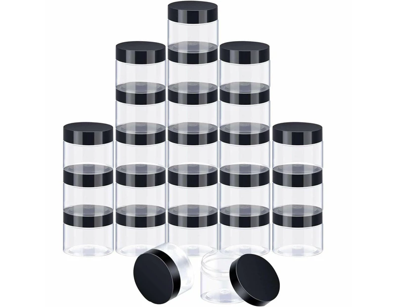 10pcs Wide Mouth Plastic Jars Black Lid Transparent Skin Care Cream Containers