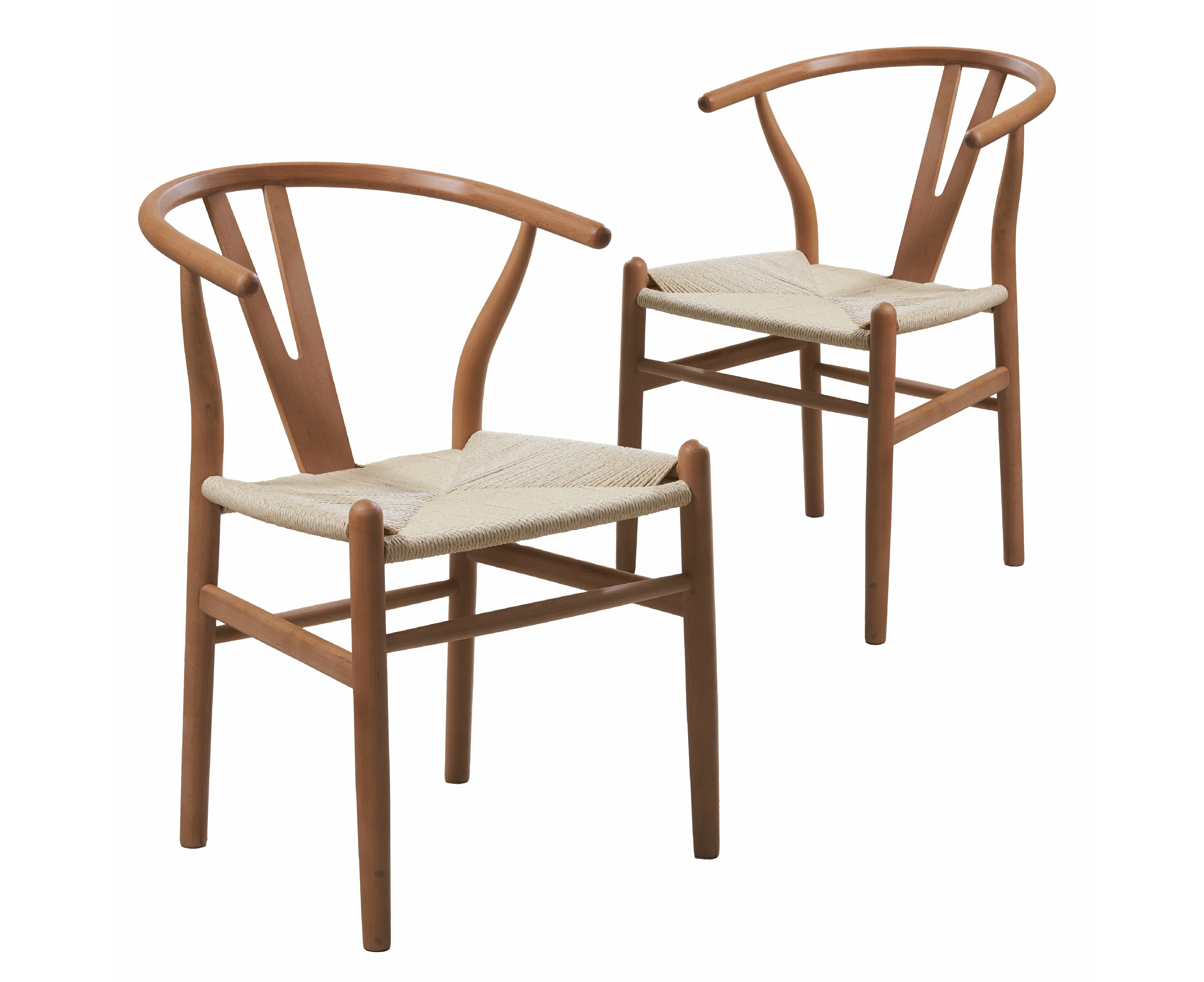 Natural Hans Wegner Replica Wishbone Chairs (Set of 2)