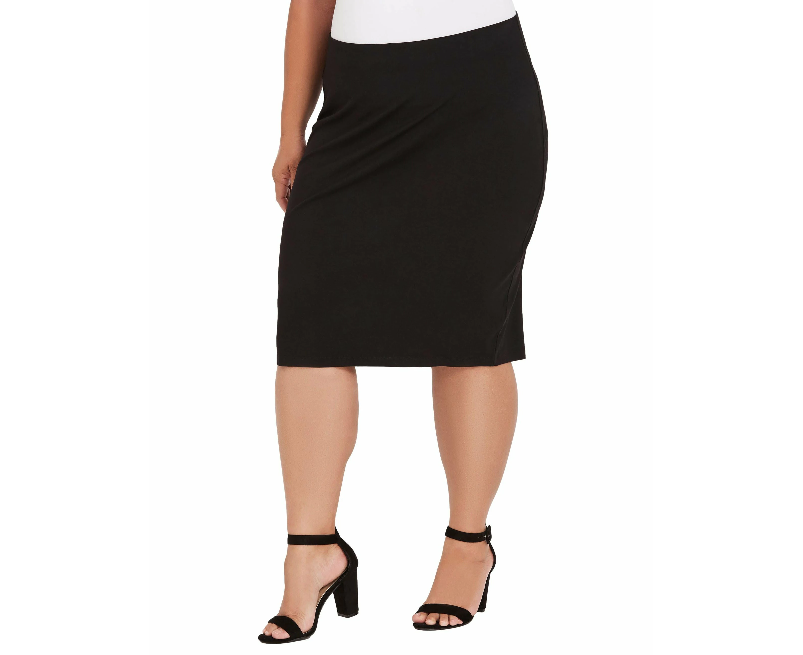 BeMe - Womens Plus Size - Skirts - Summer - Black - Pencil / Straight - Knee Length - Fitted - Stretch Elastane - Jersey - Office Wear - Work Clothes