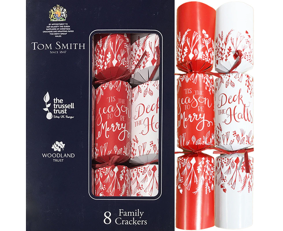 Deck the Halls Red and White Family Crackers 8pk