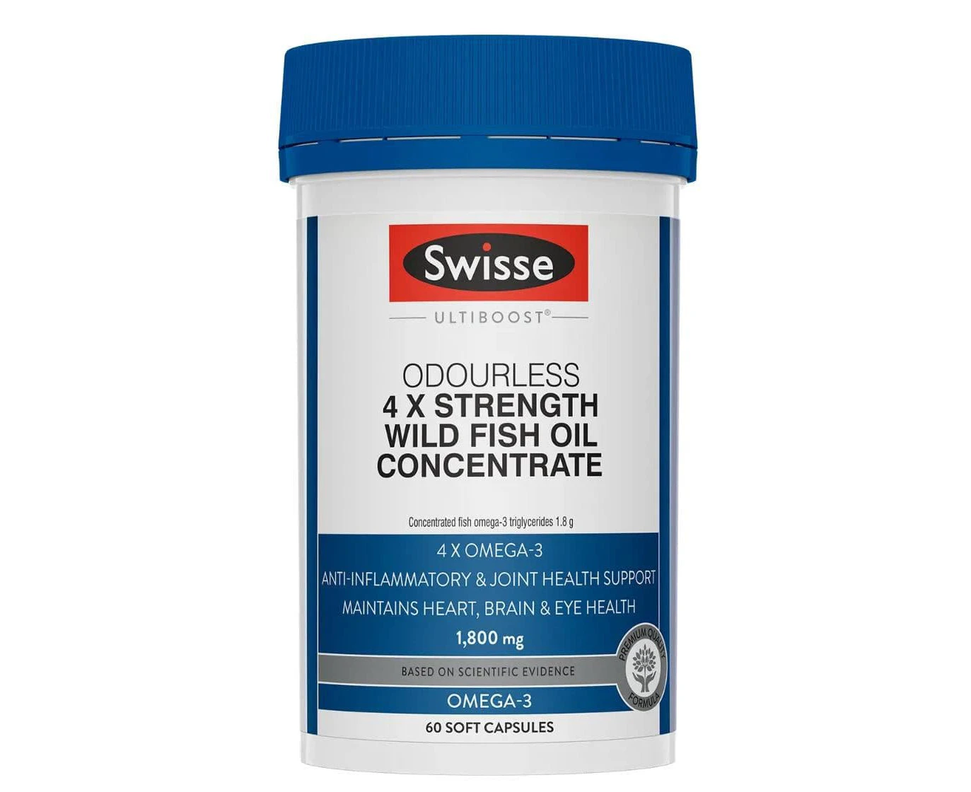 Swisse Odourless 4X Strength Wild Fish Oil Concentrate 60 Capsules