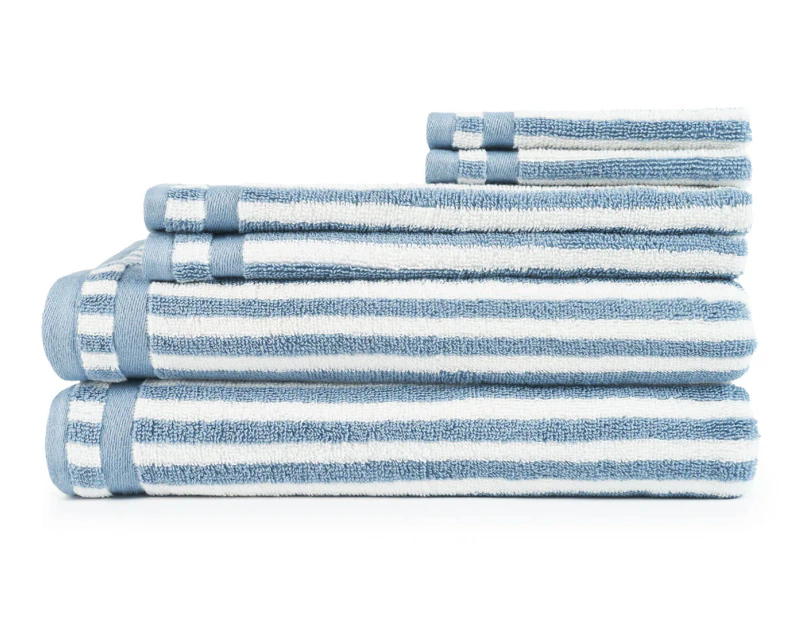 Sheraton Luxury Maison Riley Stripe 6-Piece Towel Set - Chambray