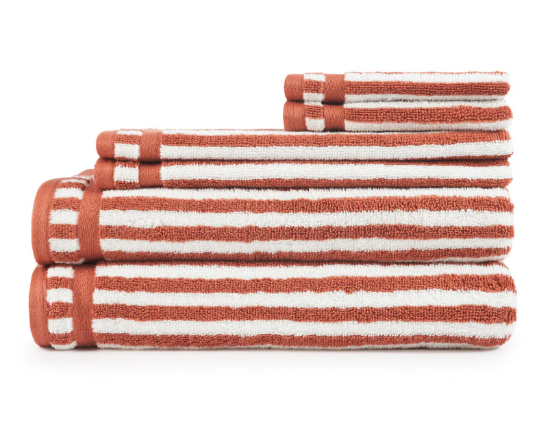 Sheraton Luxury Maison Riley Stripe 6-Piece Towel Set - Rust