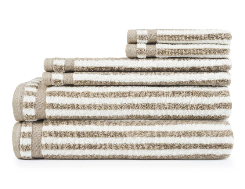 Sheraton Luxury Maison Riley Stripe 6-Piece Towel Set - Putty